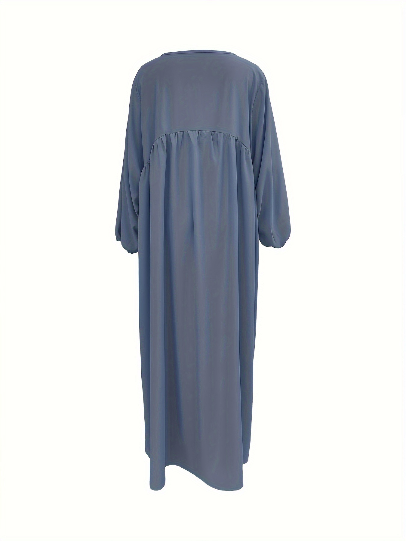 2025 New Cross-Border Middle Eastern Arab Women's Clothing: Patchwork Long-Sleeved Solid Color Loose Dress For Women_ecoleips.com