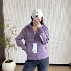 lulu薄款压胶羽绒服连帽紧身显瘦运动短外套防水羽绒外套秋冬公版