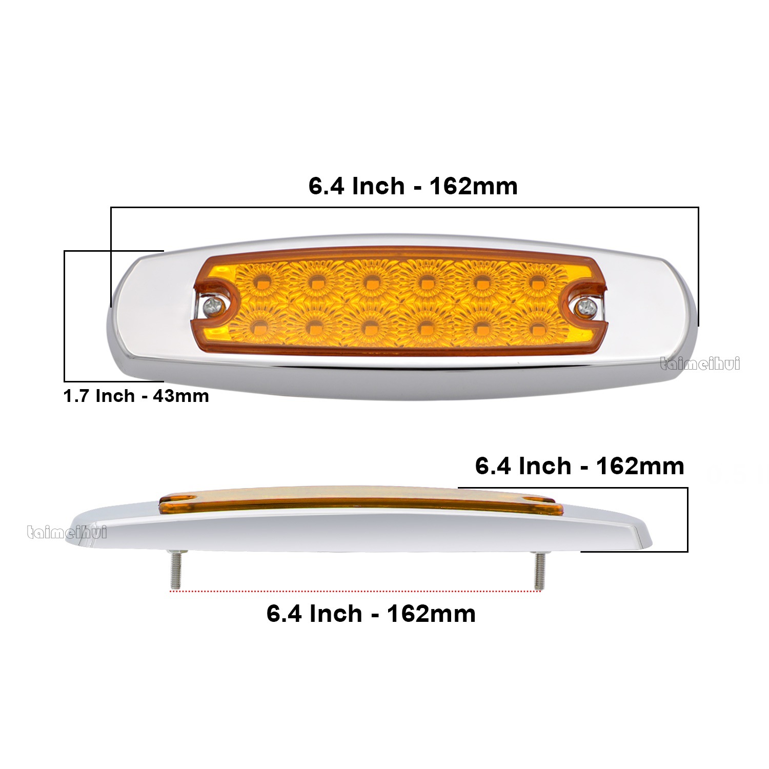 Exportación transfronteriza 12V-24V12LED luz lateral del lado del camión luz de ancho de luz de galvanoplastia marco luz lateral del lado del camión luz indicadora
