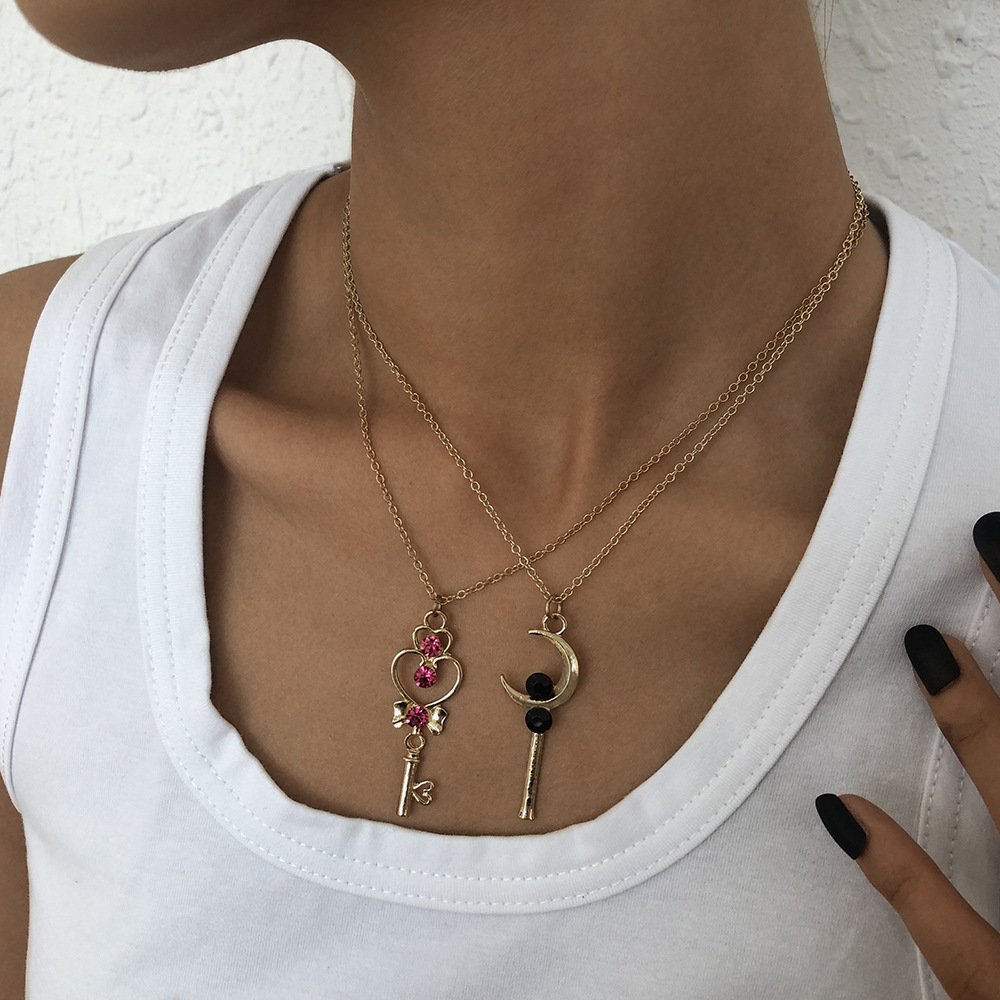 fashion magic wand moon diamond necklace wholesale Nihaojewelry