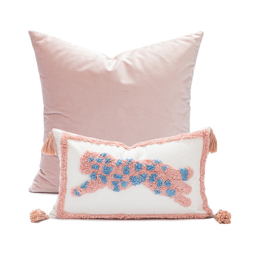 American light luxury tufted pillow, fresh pink ins style living room sofa bedside pillow model room bed and breakfast cushion
