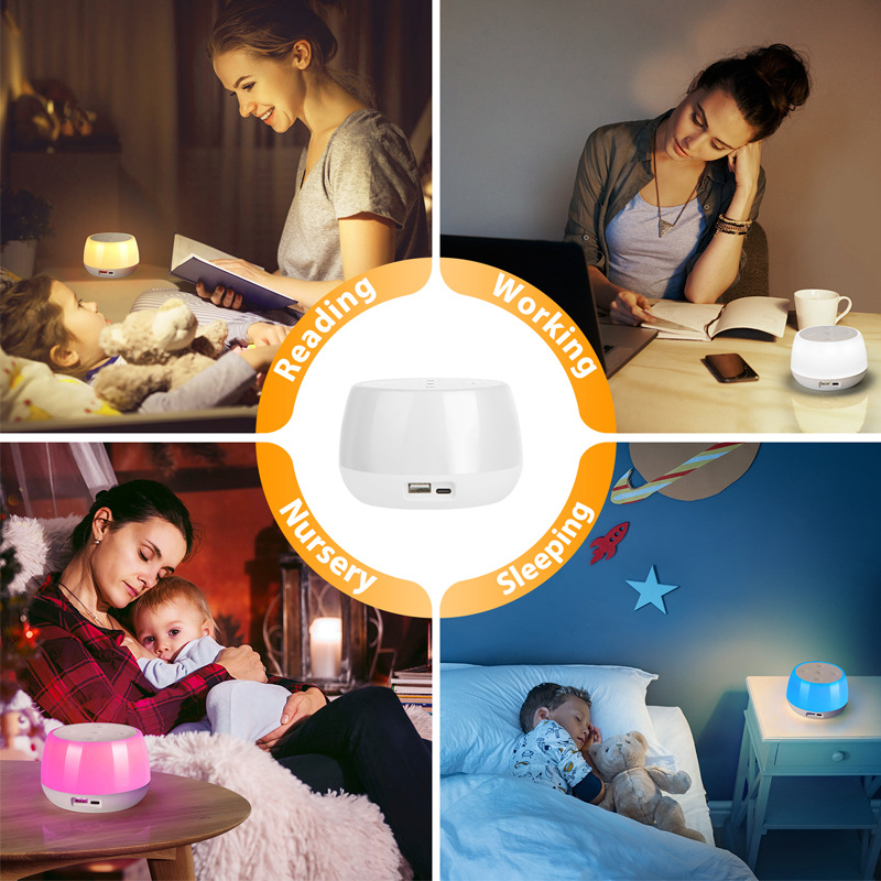 Nuevo colorido plug-in luz nocturna lámpara de noche lámpara de mesa lámpara de ambiente táctil con cargador USB Amazon caliente