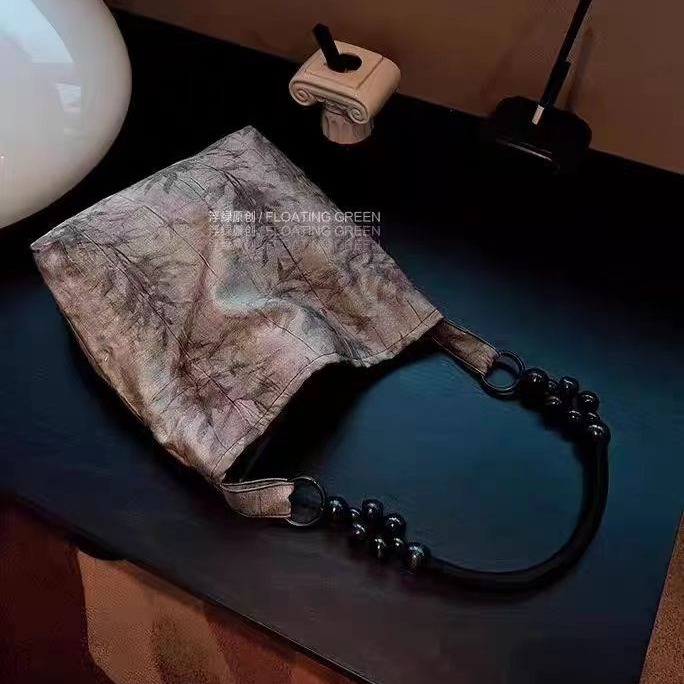 原創國風新中式蒼木竹葉做舊感大容量腋下單肩手提包小眾有拉鏈12