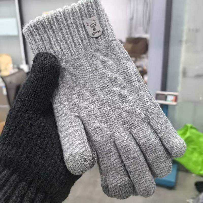跨境针织毛线手套羊驼绒加绒加厚保暖手套户外百搭防寒可触屏手套|undefined