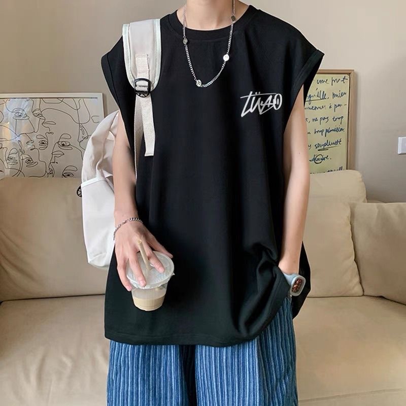 アメリカンスタイルのベスト男の子用 2025 新しい夏カジュアルスポーツルーズシンプルなノースリーブ Tシャツトレンディなブランド|undefined