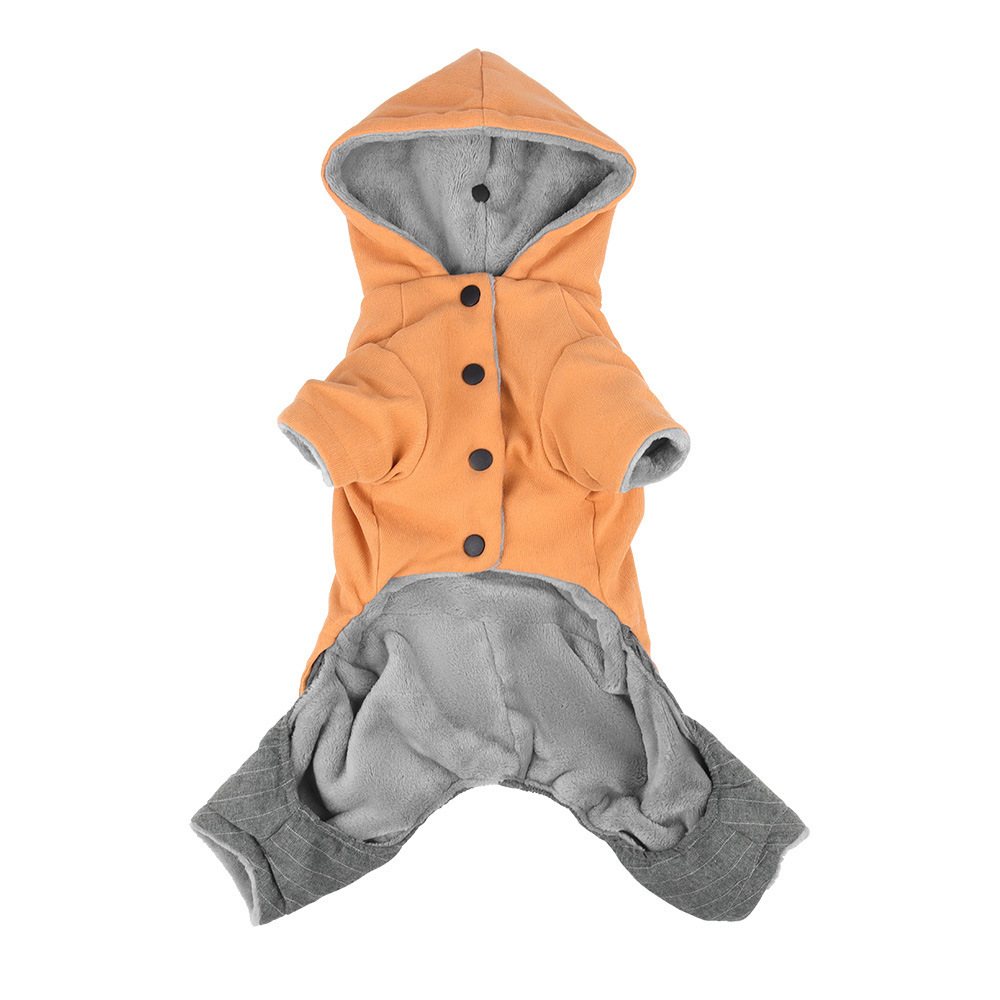 Franja con capuchón de algodón coreano de cuatro patas color carron moda de algodón ropa de perro