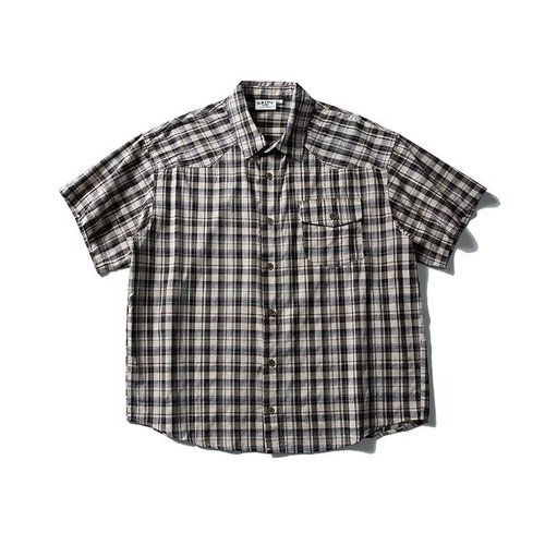 Japanese Retro Collar Check Casual Short-Sleeve Shirt for Men, Summer 2025 New Arrival Loose Collared Shirt Outerwear Open Cardigan