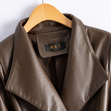 2024新款春秋真皮皮衣女中长款修身绵羊皮长款过膝皮风衣收腰外套