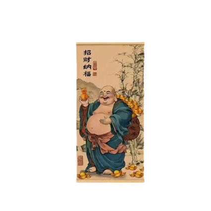 2026 Maitreya Buddha Money Bag Scroll Hanging Painting New Chinese Style Entrance Living Room Study Office Nafu Hanging 5