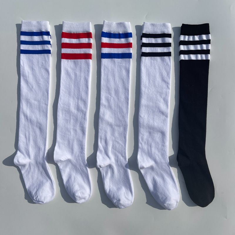Over-the-knee long three-pole socks popular Net Red men's and women's high socks college style European and American street sports skateboard long cotton socks