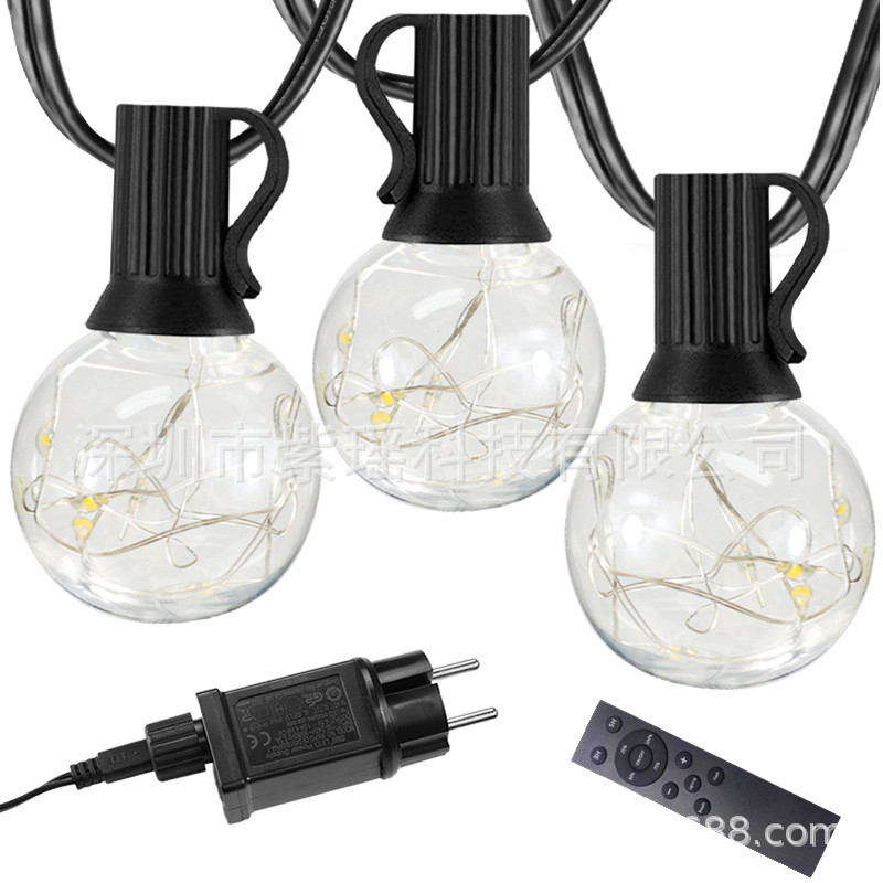 Enchufe de control remoto estándar americano y europeo Patio de alambre de cobre E12 ambiente de vacaciones planta de Navidad irradiación burbuja de vidrio caliente Cadena de luz LED