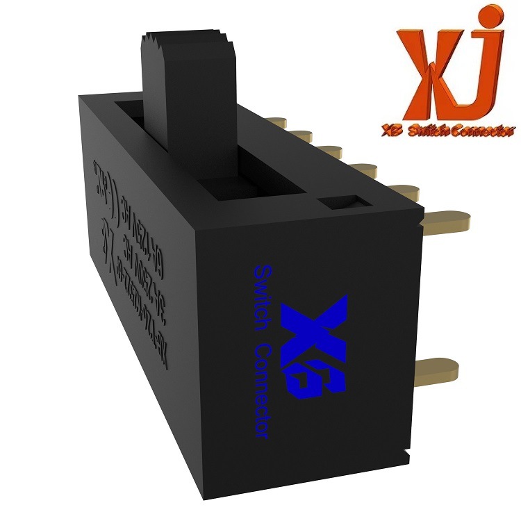 2极5位侧拨拨动开关 直插滑动开关 大电流6A250V双排2P5T拨动开关