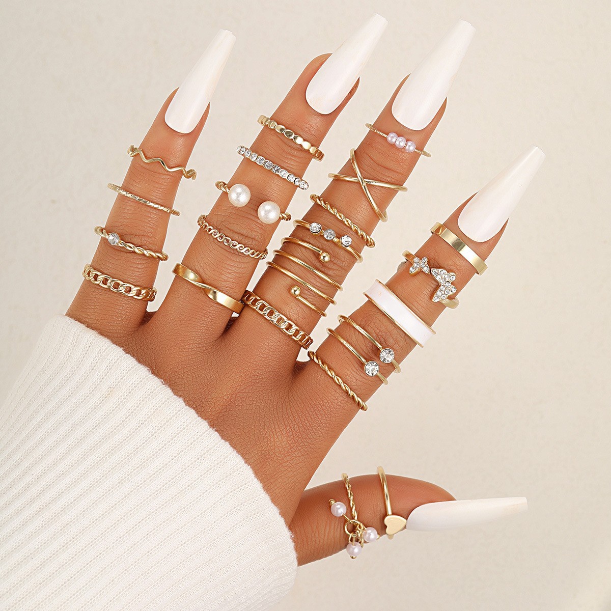 Guoxiu europeo y americano transfronterizo venta caliente mariposa amor abierto multi-conjunto anillo 22 piezas conjunto pulsera temperamento de la moda de las mujeres