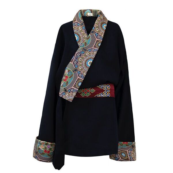 Travel Photography Influencer Ding Zhen's Same Style Ethnic Xizang Robe Set for Men, Zazi Ethnic Style