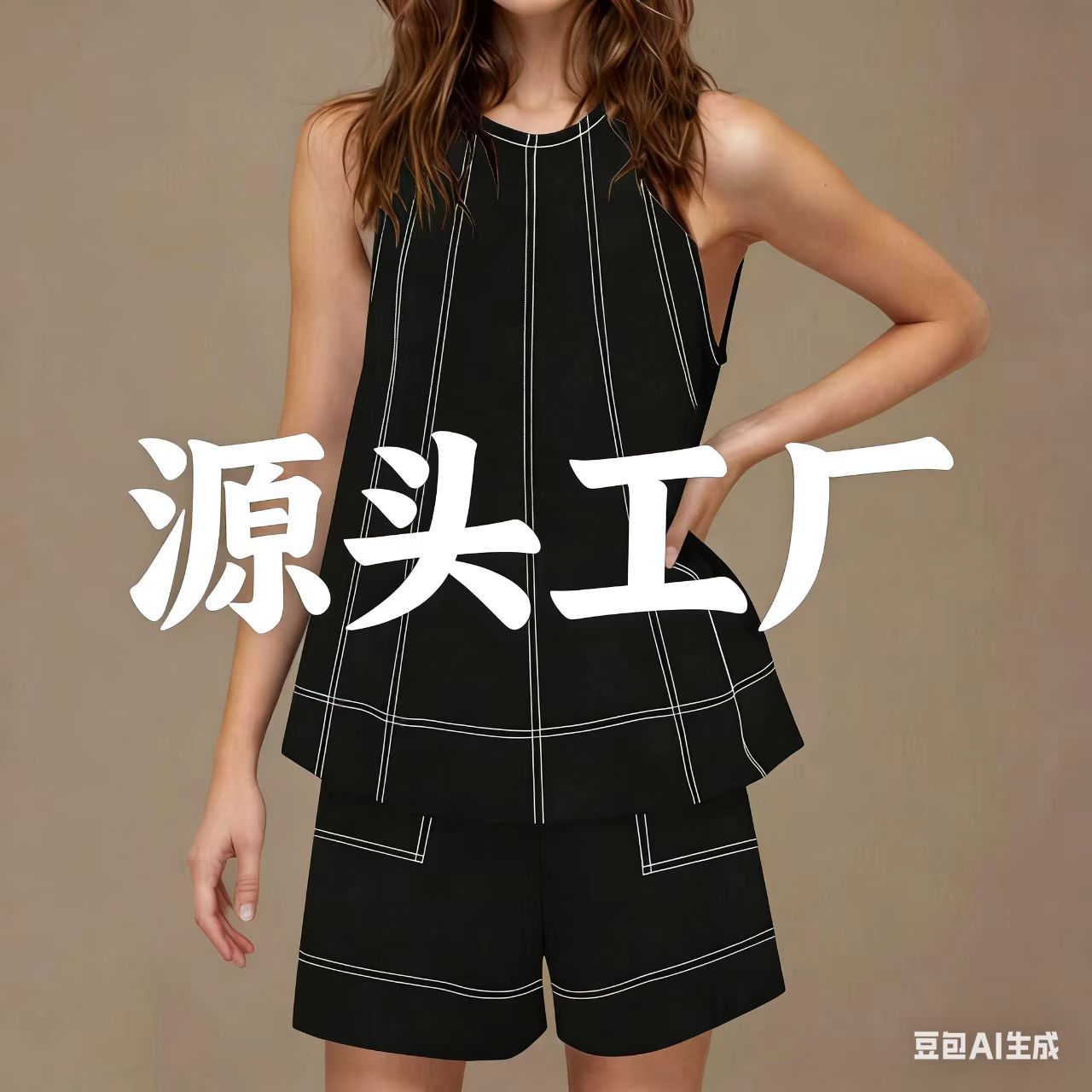 Cross-border 2025 Summer European and American Foreign Trade Women's Casual Loose Pocket Sleeveless Vest Shorts Cotton and Linen Two-piece Suit