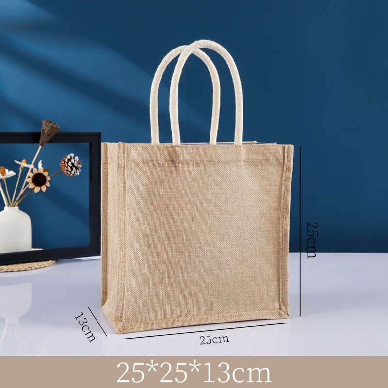 Bolsas de lino personalizadas Renacimiento DIY bolsa de compras de yute Bento impermeable gran capacidad no impresa bolsa de lino image 22