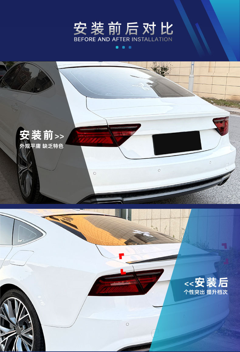 Suitable for Audi A7 S7 C7 2011-2017 M4 Style Rear Wing, Roof Wing, Spoiler, Wind Deflector, Cross-Border Modification
