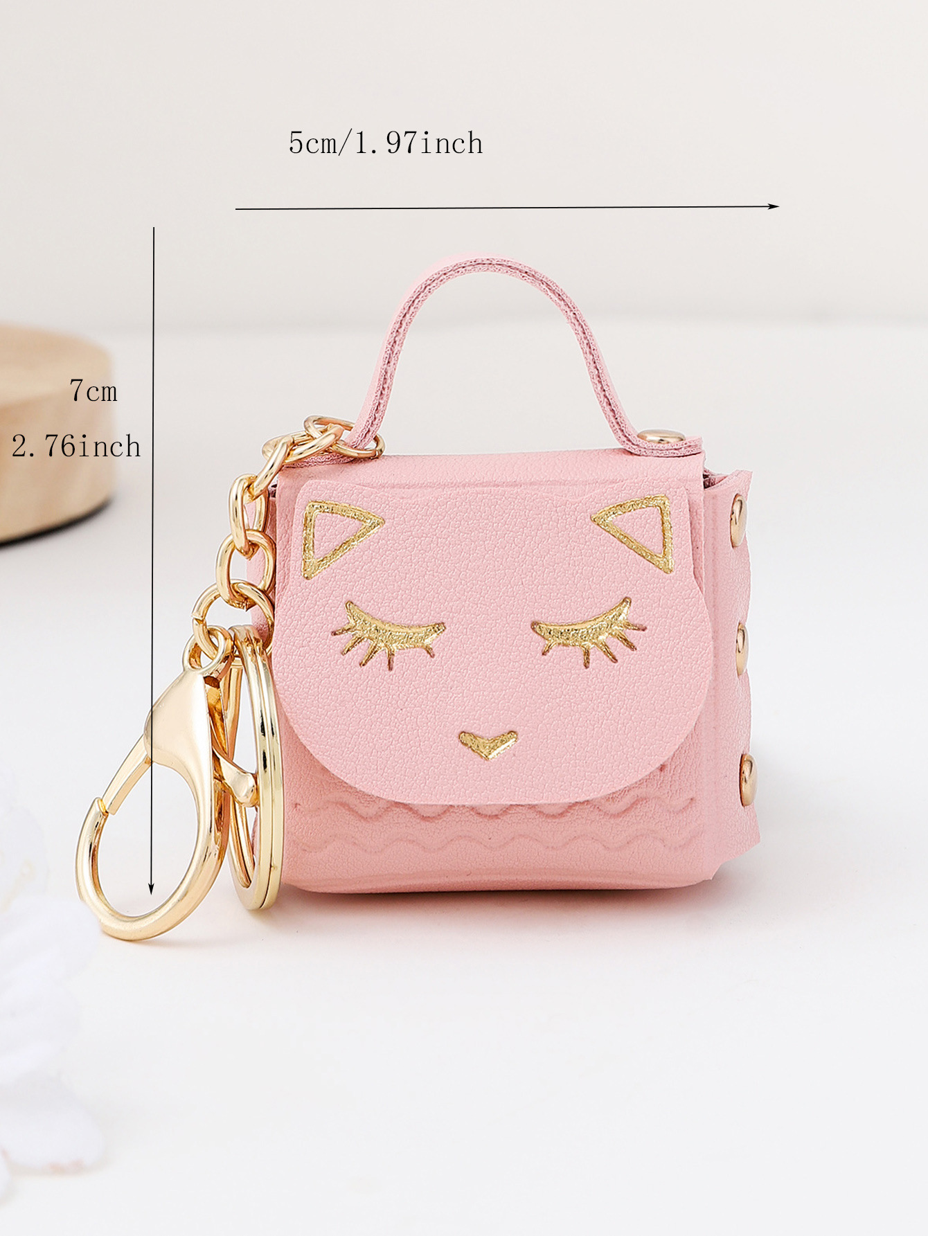 Ruoguo cuero gato cabeza monedero llavero moda coche bolsa pareja llavero pequeño colgante al por mayor