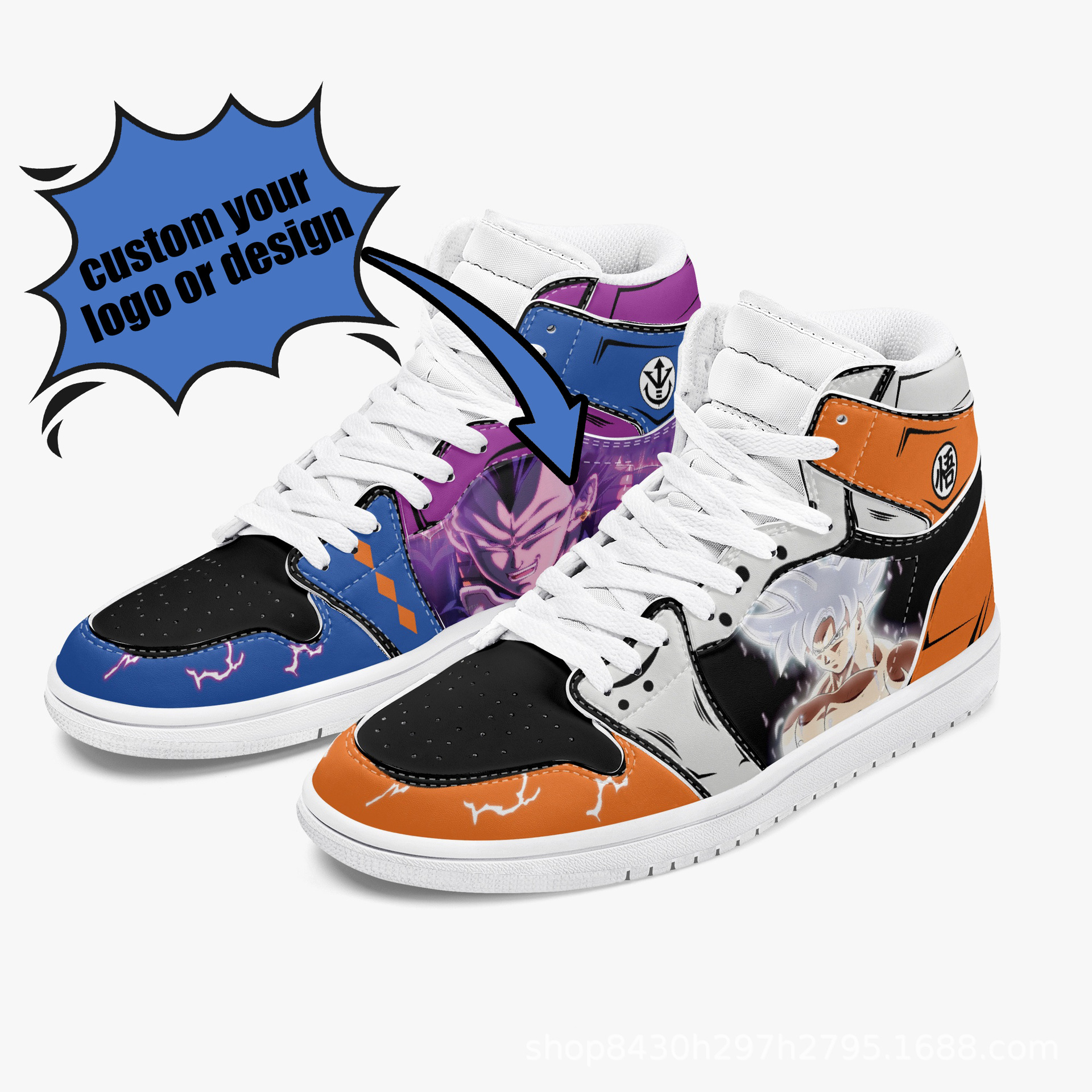 跨境爆款3D印花板鞋百搭高帮运动鞋High Top Leather Sneakers