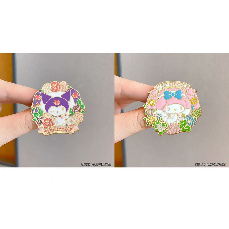 三丽鸥玉桂狗烤漆胸针美乐蒂库洛米可爱卡通滴油金属徽章男女配饰|undefined