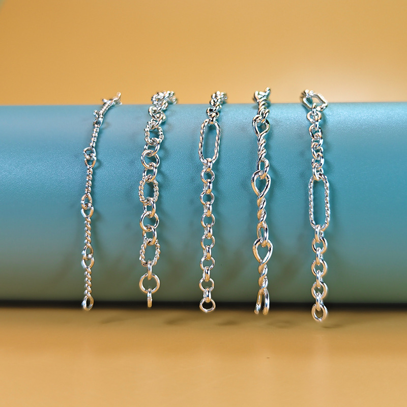 S925 sterling silver semi-finished woven chain wholesale twisted cross twisted wire long cross 80C cross