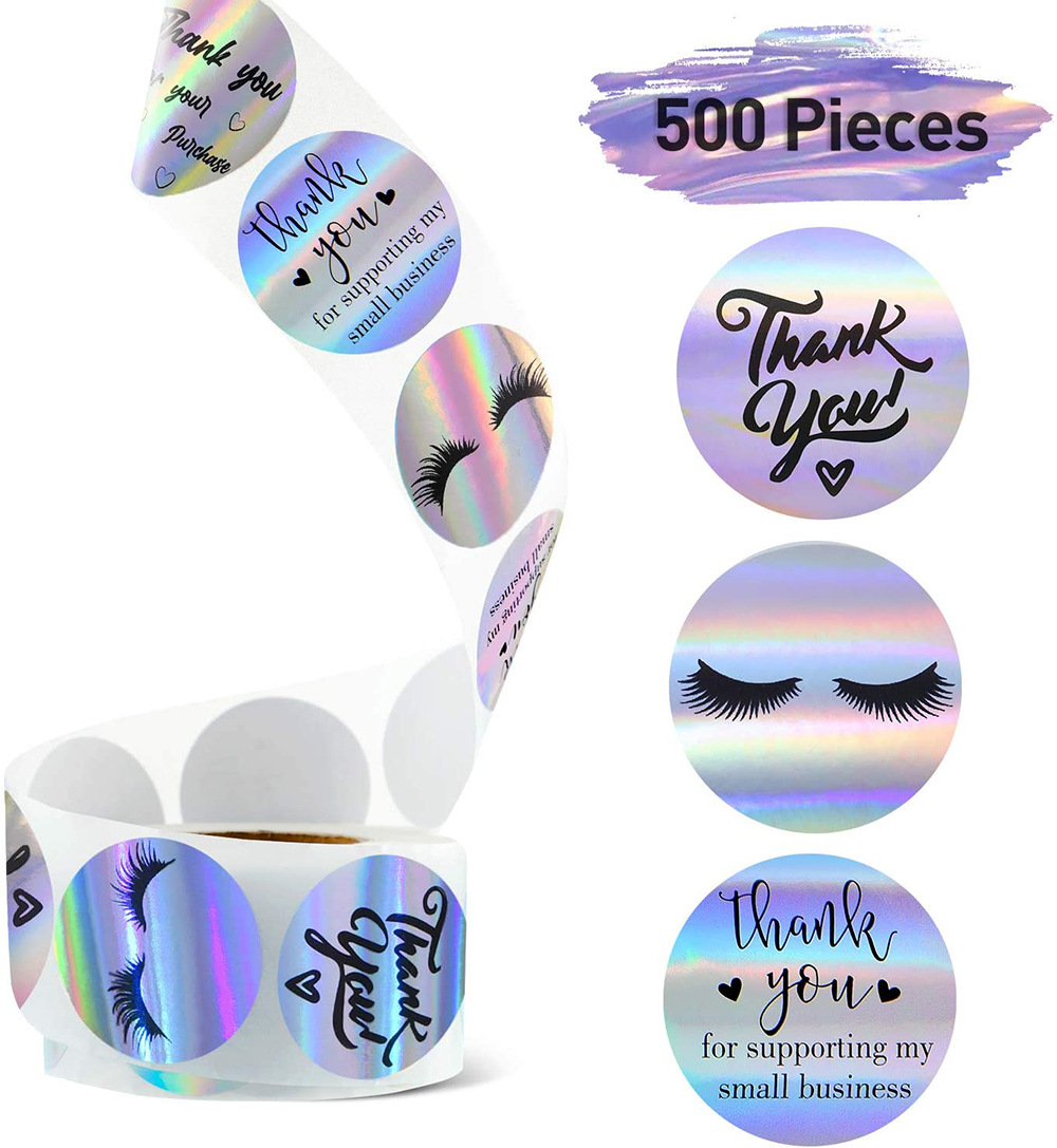 Roll Rainbow Laser Thank You Commercial Decorative Sticker Labels display picture 2