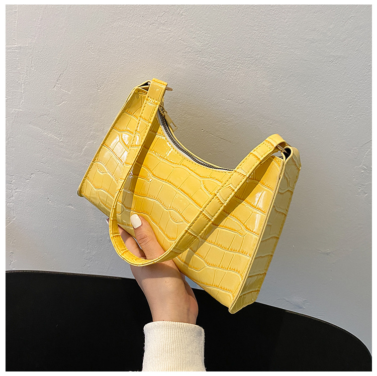 378g Weight Zipper Closure Type Single Shoulder Strap Strap Type Underarm Bag Bags Type Street Occasion Women's Small Pu Leather Crocodile Fashion Square Zipper Underarm Bag