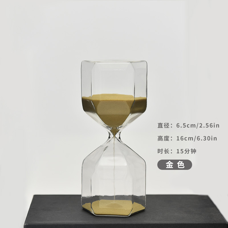 Temporizador de reloj de arena hexagonal creativo estilo moderno decoración de moda 15 minutos reloj de arena de vidrio fábrica directa image 14