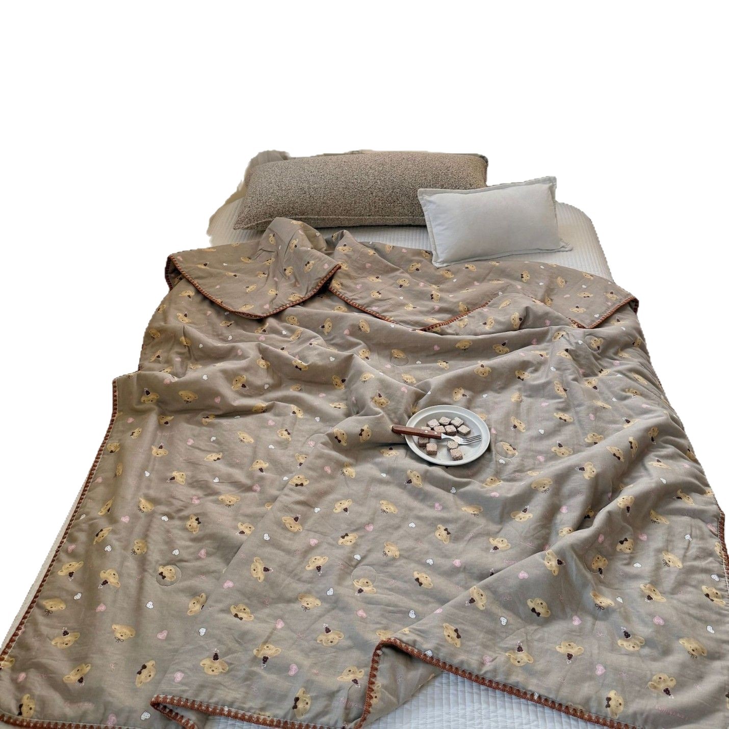 Edredón infantil de verano, algodón tipo A de doble capa, fresco, para jardín de infantes, lavable a máquina