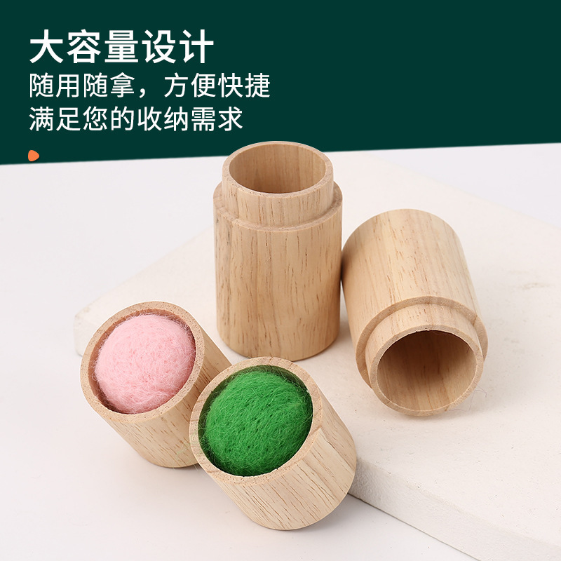 丸太シンプルな木製針箱手縫い針収納ボックスポータブル収納シリンジピンクッション小さな針インサート|undefined