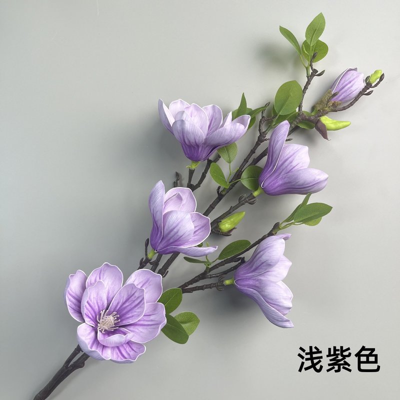 モクレンのシミュレーション花は6頭の如意玉蘭の偽花の家庭の結婚祝い用品の軟装の景観の装飾の卸売りをします。|undefined