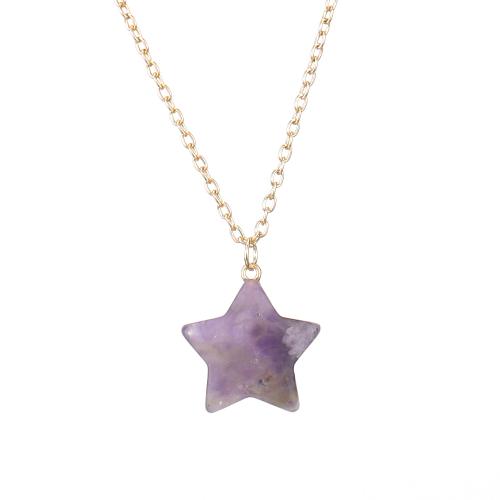 Star Pattern Simple Style Star Natural Stone Handmade Pendant Necklace 1 Piece