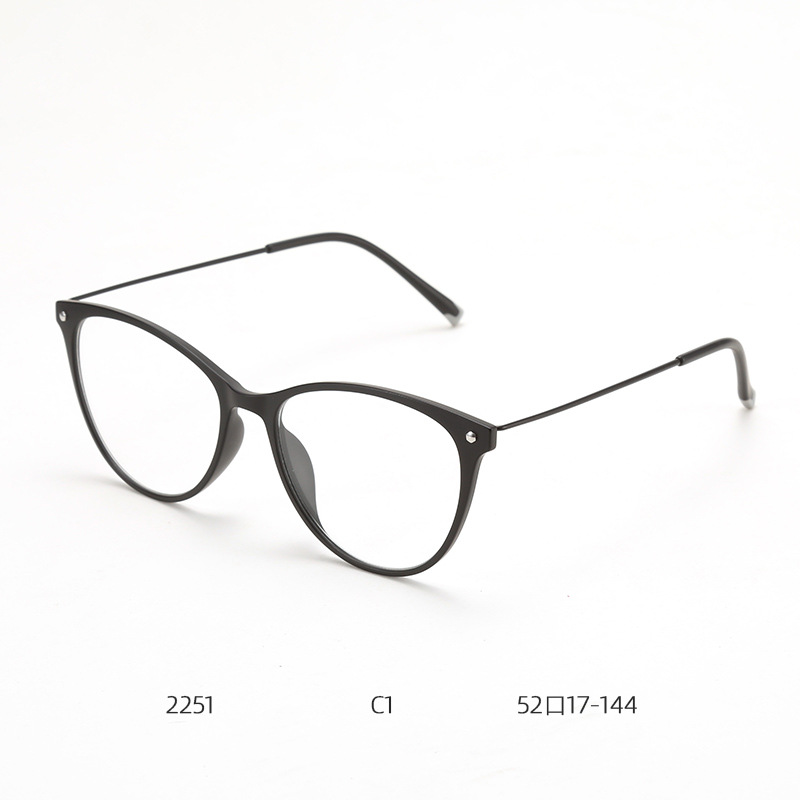 2251レトロ欧米風猫眼超軽量近視眼鏡フレーム潮半円形女性モデルファッションフレームは度数を合わせることができる