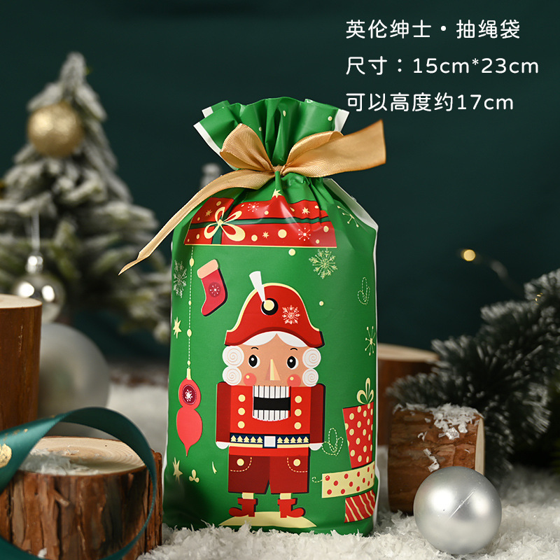 国境を越えたアマゾンクリスマスギフト袋ビスケットキャンディーリンゴ包装袋子供プレゼント束口リボン巾着袋|undefined