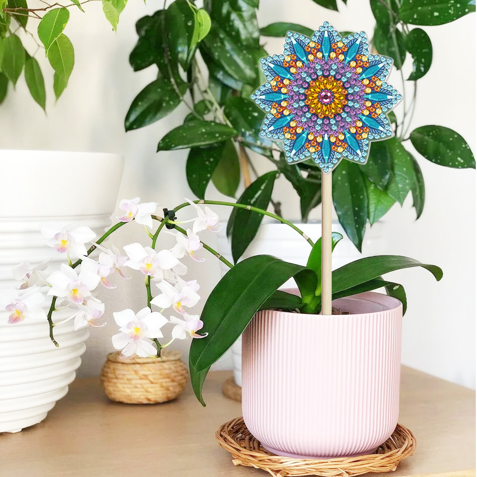 Fábrica directa de pintura de diamantes perimetral transfronteriza DIY varillas de decoración de plantas de diamantes 5D hechas a mano adornos interiores de pintura de diamantes