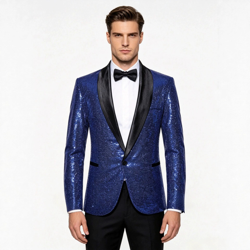 26 New Spring Fashion Models for Export Wholesale Cross-Border Men's Clothing Plus Size Casual Dance Sequin Suits
