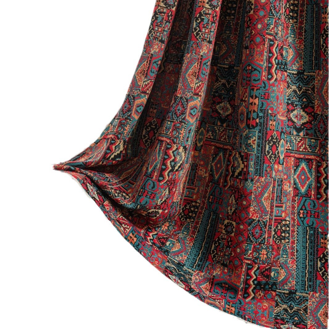 伊琪韻カーテンジャカード幾何学衝突色ジャカードカーテン完成品キッチンカーテン