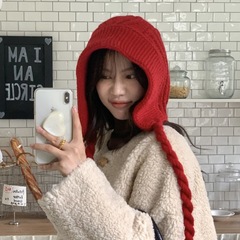 25秋冬保暖巴拉克拉法针织帽子女韩系氛围感系带头巾帽套头护耳帽