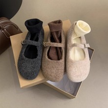 复古玛丽珍加绒毛毛鞋女鞋2025春秋季新款外穿平底豆豆鞋保暖单鞋