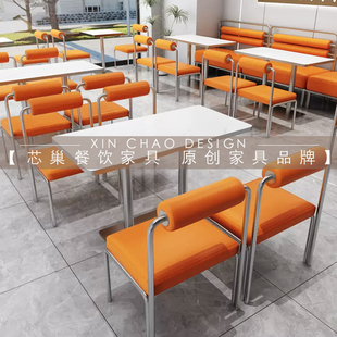 Customized Industrial Style Theme Restaurant Hot Pot Restaurant Barbecue Restaurant Stainless Steel Booth Sofa Dining Table Commercial Table and Chair Set
