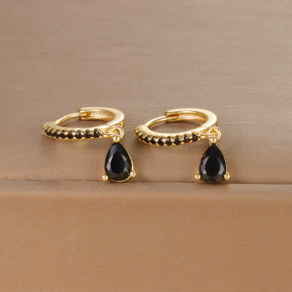 8g Weight 925 Sterling Silver Ear Needle Material Zircon Inlay Material Drop Earrings Classification 1 Pair Quantity Daily, Street Occasion Copper Material Water Droplets Pattern Women's Gender Plating, Inlay Design IG Style, Shiny Style 1 Pair IG Style Shiny Water Droplets Plating Inlay Copper Zircon Drop Earrings 10