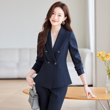 高端外贸灰色职业套装女春秋2024新款职场通勤正装高端面试西服套