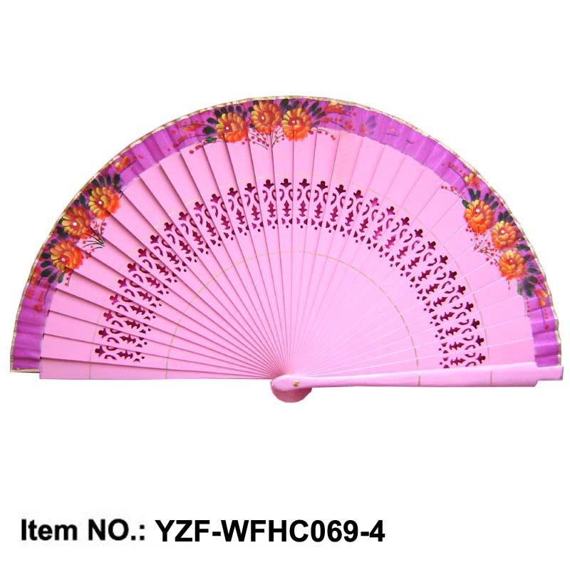 Venta al por mayor fácil apertura y cierre de doble cara hueco modelo español pasarela clásica ventilador plegable bailando ventilador de madera verano femenino