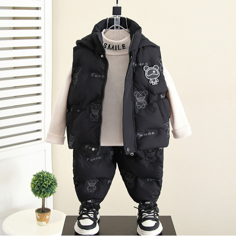 6992 chaleco de algodón para niños chaleco de dos piezas para niños 2025 otoño e invierno nuevo traje de invierno para niños