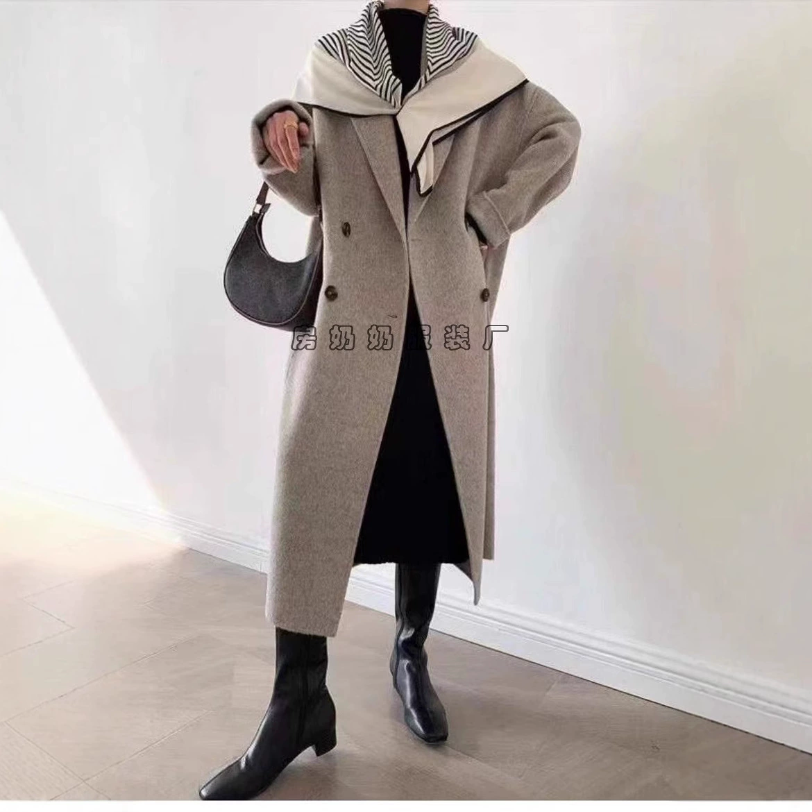 Double-sided long elite cashmere, woolen woolen coat, 2022 collection, mid-length, Korean style