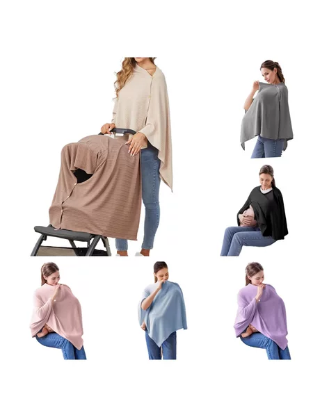 Waffle-Patterned Multifunctional Nursing Cover with Buckle, Jacquard Stretch Nursing Cover, Convenient Shawl, Stroller Cover, Amazon