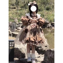 小甜熊lolita长袖OP洛丽塔连衣裙小个子花苞裙甜美软妹甜美秋冬女