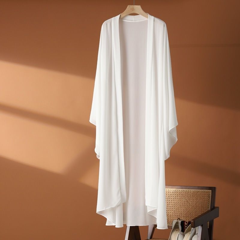 Coat long chiffon cardigan women's summer thin sunscreen air conditioning shirt New Western style age-reducing Hanfu shawl outer wear