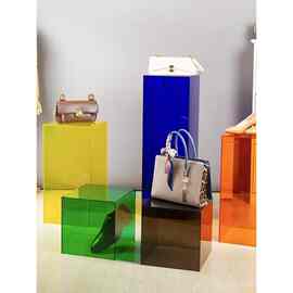 彩色亚克力展示盒手办高透明展示台陈列道具橱窗展示架防尘罩定、