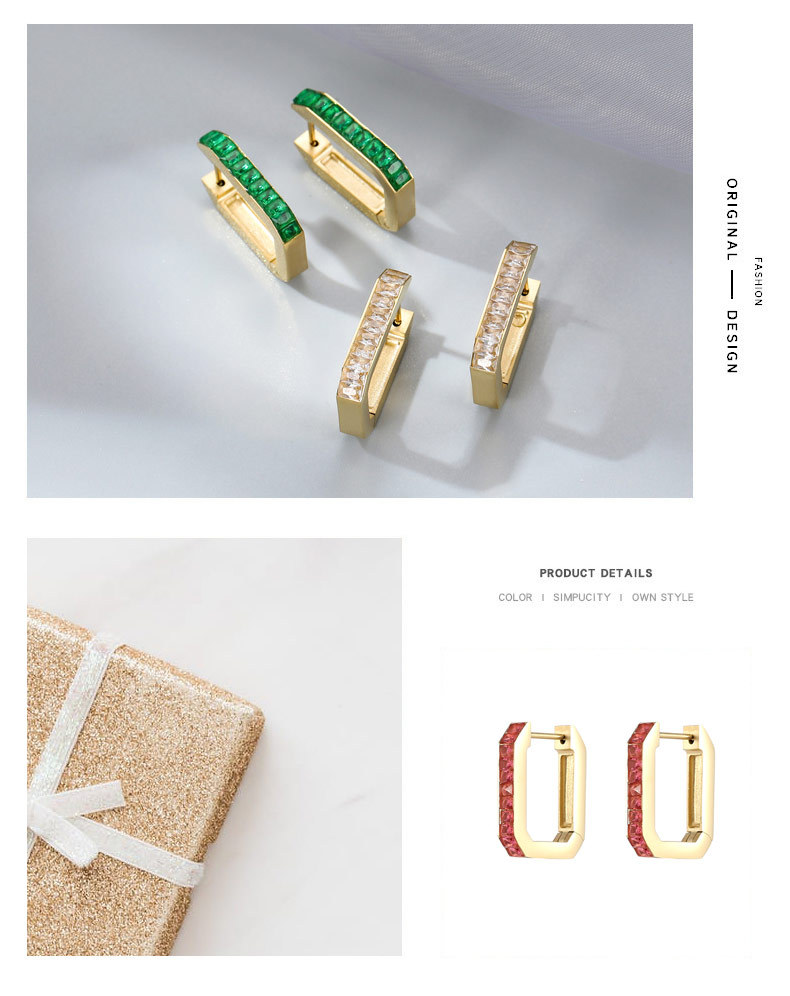 Fashion Geometric Titanium Steel Plating Zircon Earrings 1 Pair